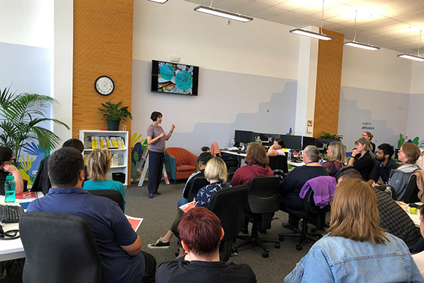 Photo of  Helene Deschamps delivering an unconscious bias webinar at Yellow NZ Ltd