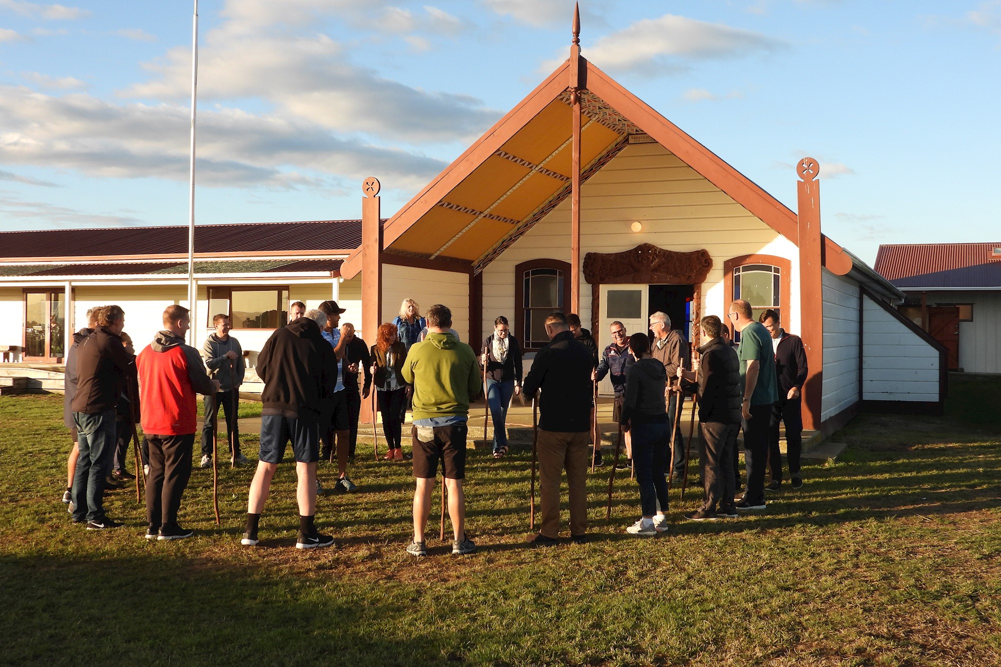 Photo of Downer New Zealand staff at a marae