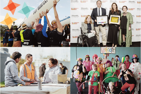 Collage of photos of previous Diversity Awards NZ winners