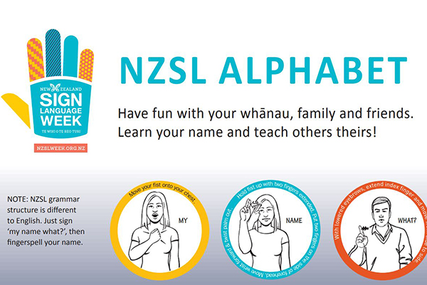 New Zealand Sign Language chart