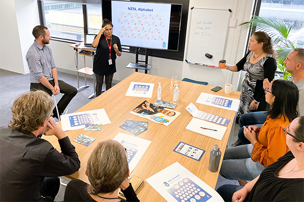 Group taking part in New Zealand Sign Language class