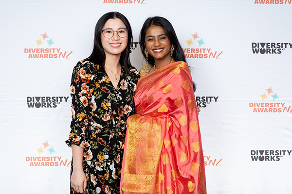 Two women on the red carpet at the 2022 Diversity Awards NZ
