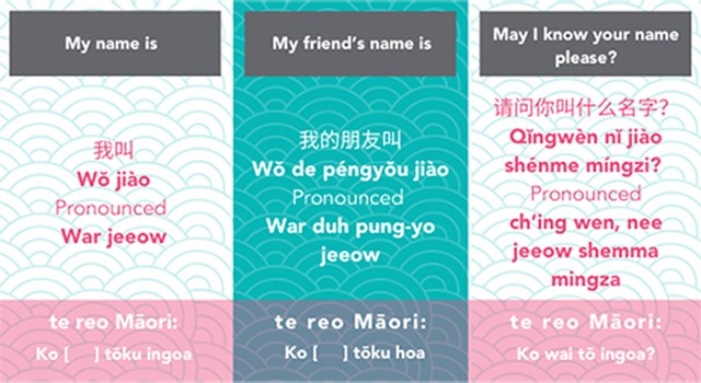 Introduction phrases in Chinese and te reo Māori