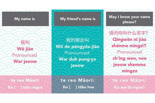 Introduction phrases in Chinese and te reo Māori