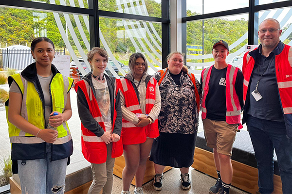 Talent RISE rangatahi in high vis jackets at NZ Post work experience