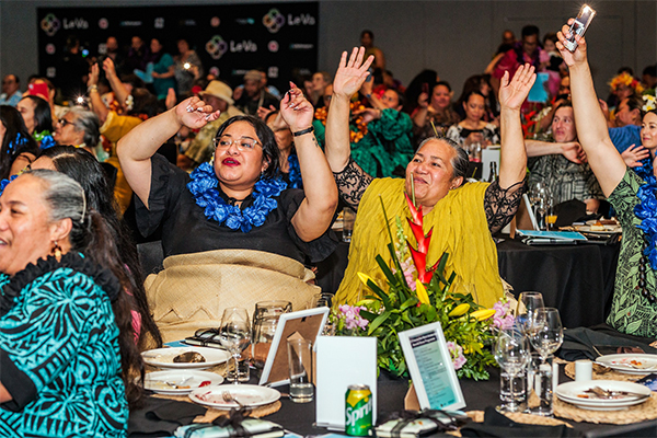 Families celebrating at awards