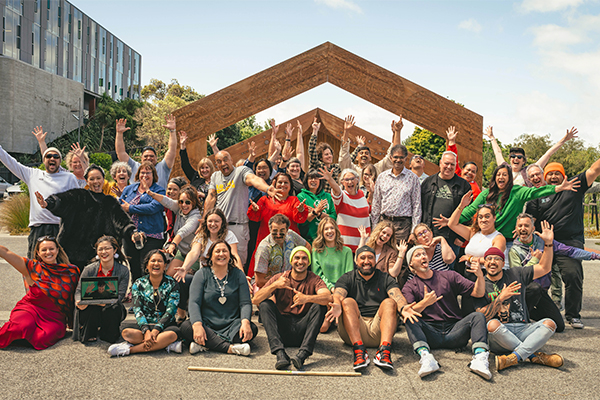 Gathering in front of Marae