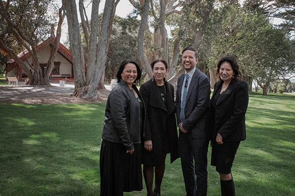 Staff in front of Waitangi Marae