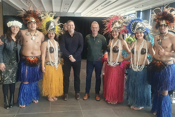 Group in traditional island dress