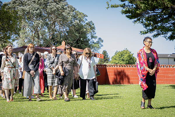 Group being welcomed onto a Marae