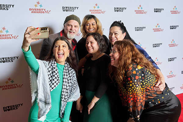 People posing on the red carpet at the Diversity Awards NZ